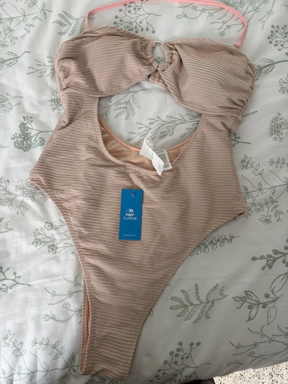 Cupshe Blush Pink Cutout Ribbed One-Piece Swimsuit